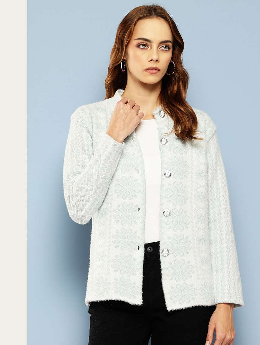 women self designed long sleeve cardigan