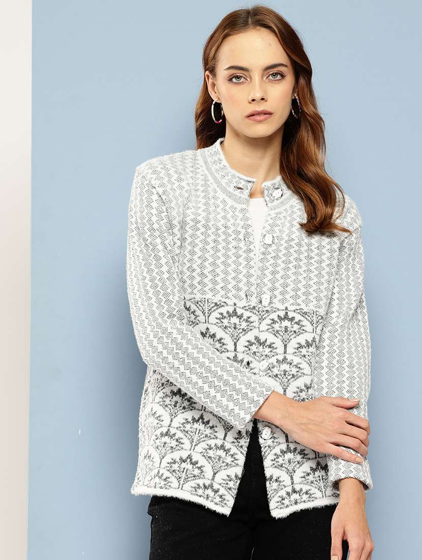 women self designed long sleeve cardigan