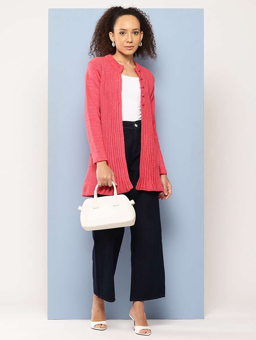 women solid long sleeve cardigan - 22224818 -  Standard Image - 3