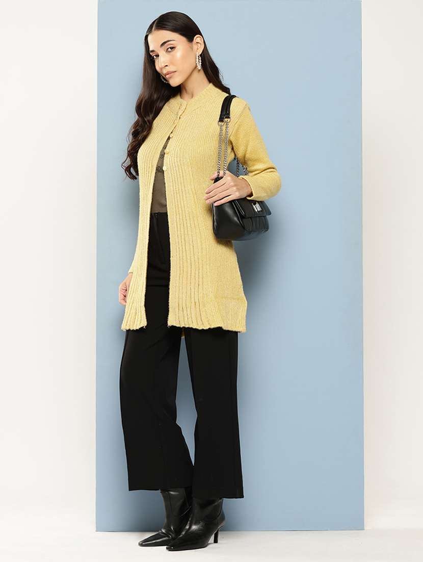 women solid long sleeve cardigan - 22224819 -  Standard Image - 3