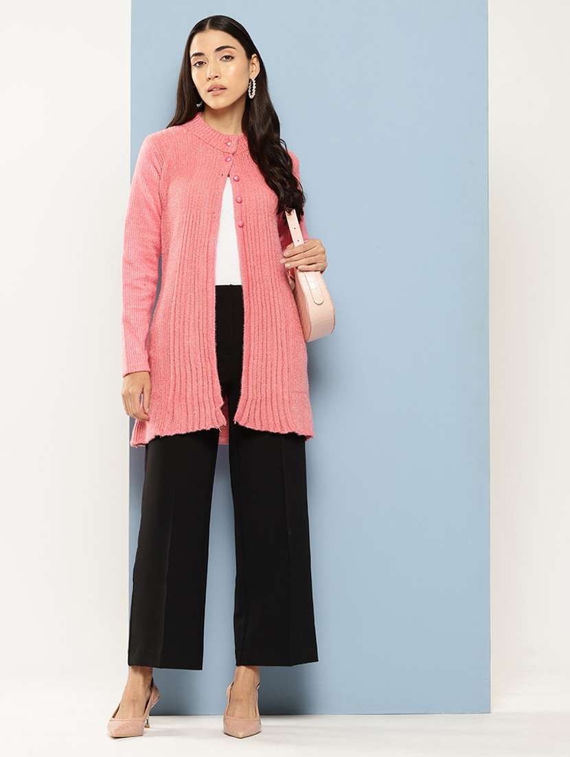 women self designed long sleeve cardigan - 22224822 -  Standard Image - 3