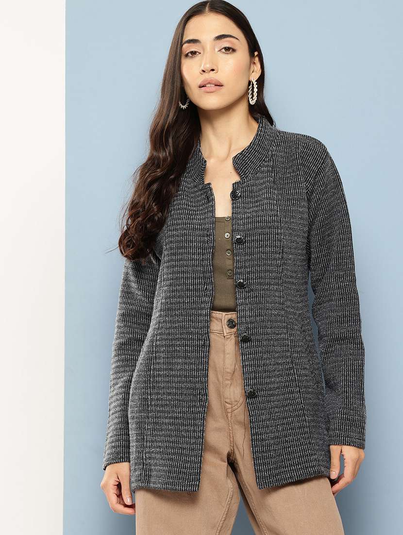 women self designed long sleeve cardigan