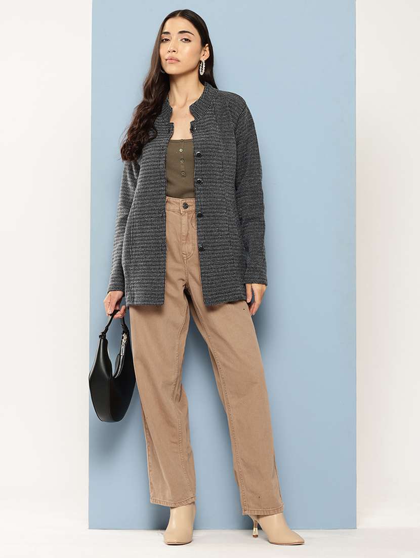 women self designed long sleeve cardigan - 22224829 -  Standard Image - 3