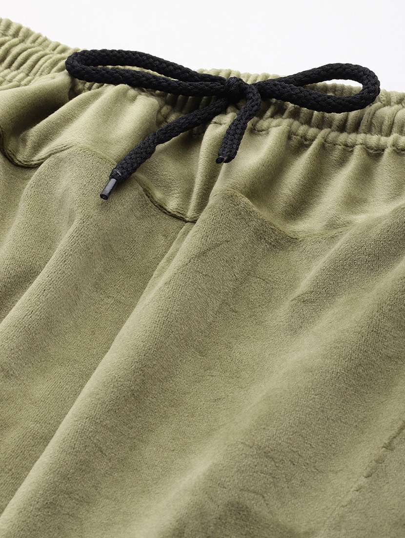 women solid mid rise velvet track pant - 22224871 -  Standard Image - 5