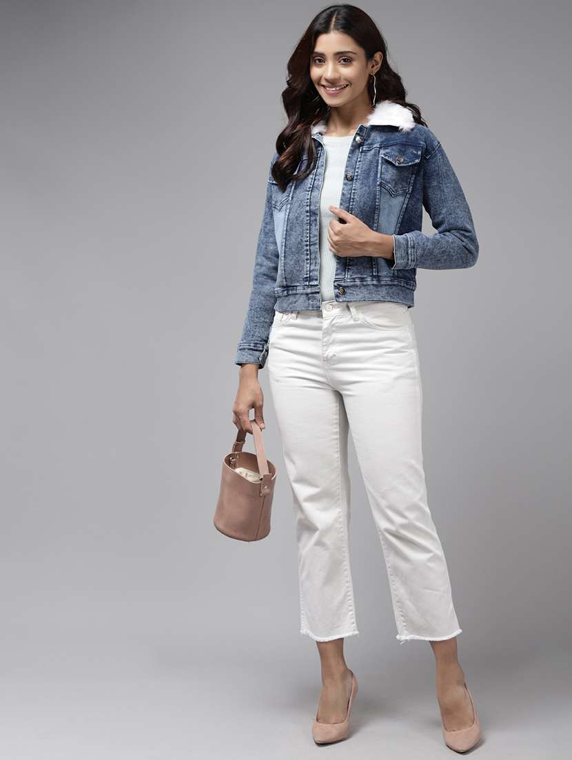 women solid long sleeve denim jacket - 22224904 -  Standard Image - 3