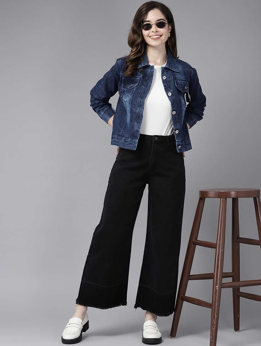 women solid long sleeve denim jacket - 22224910 -  Standard Image - 3