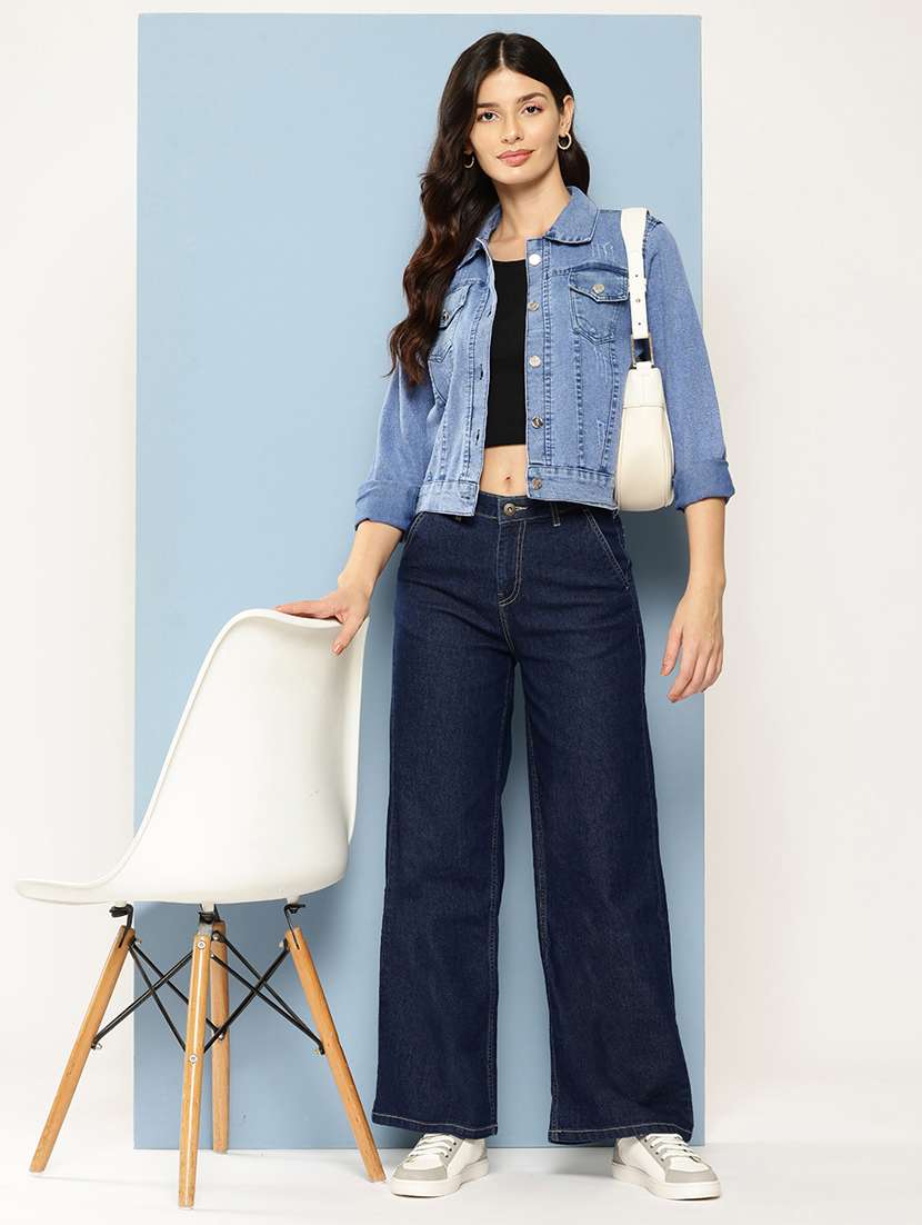 women solid long sleeve denim jacket - 22224911 -  Standard Image - 3