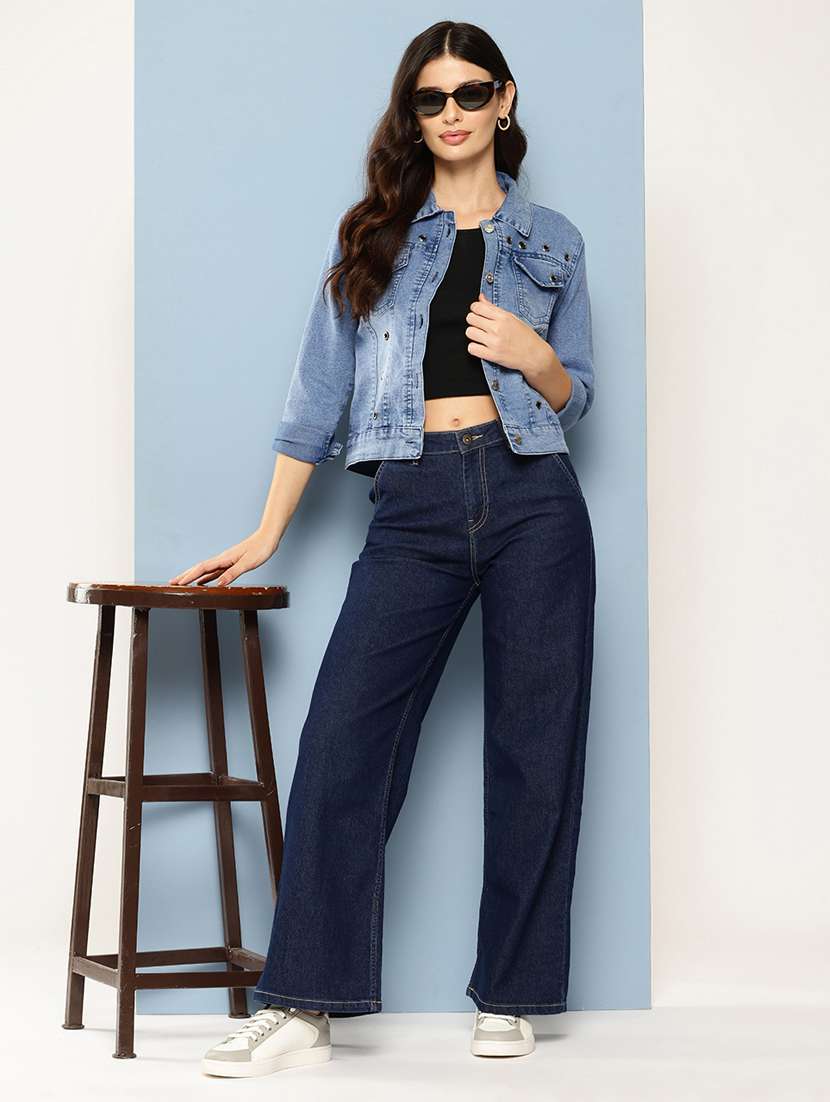 women solid long sleeve denim jacket - 22224913 -  Standard Image - 3