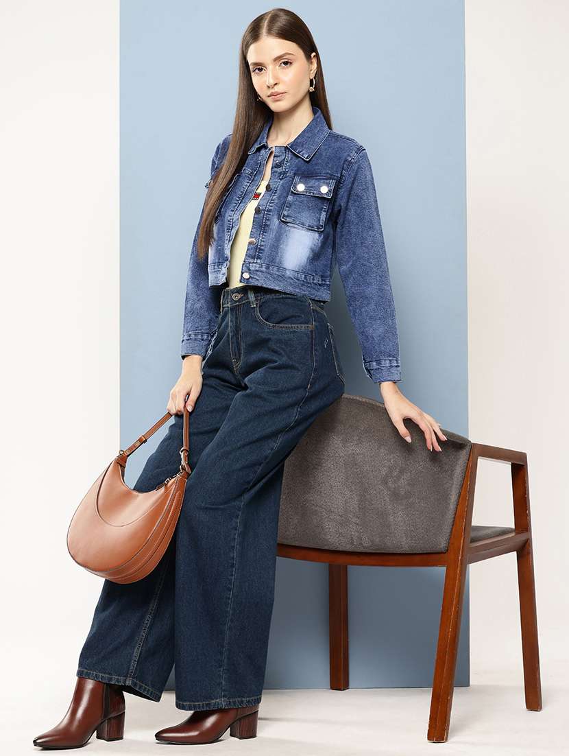 women solid long sleeve denim jacket - 22224932 -  Standard Image - 3