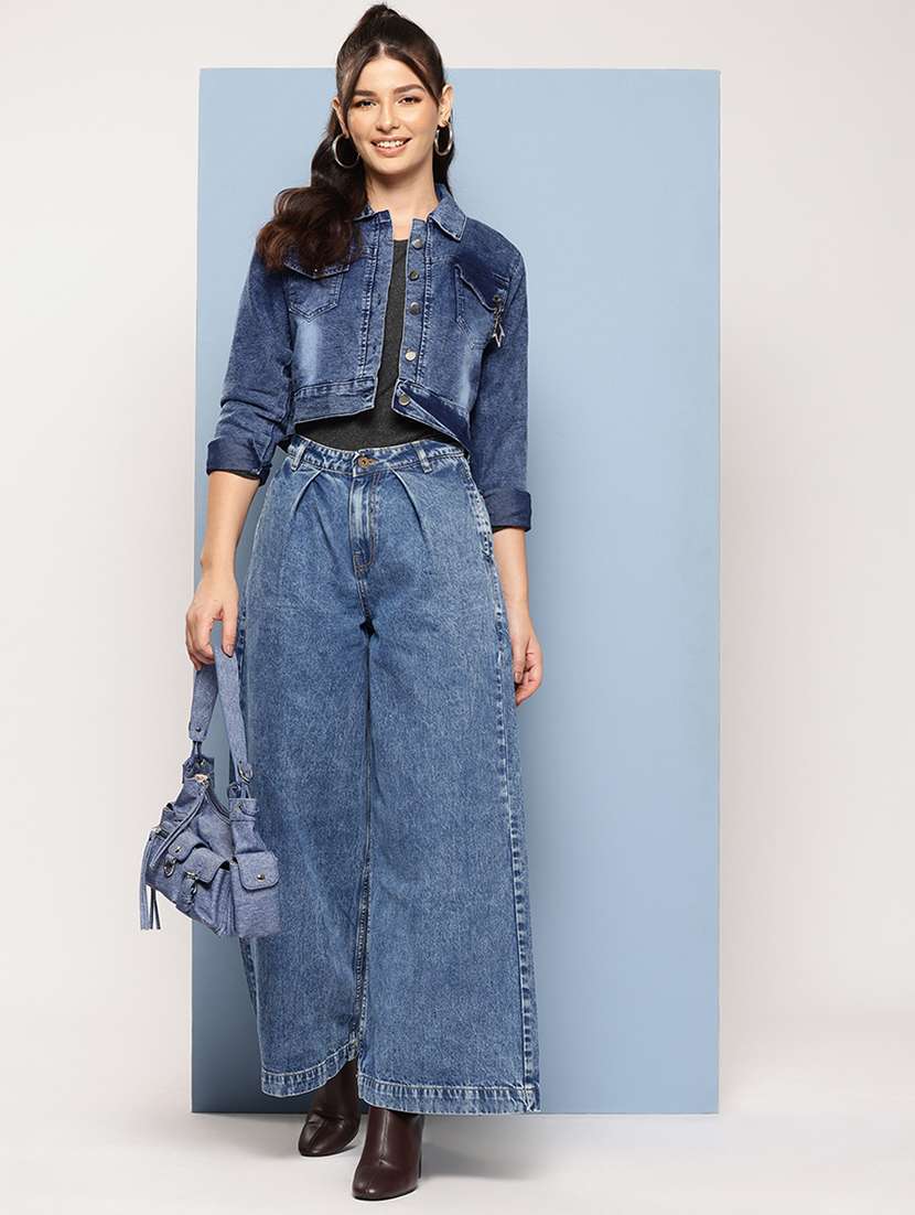 women solid long sleeve denim jacket - 22224934 -  Standard Image - 3