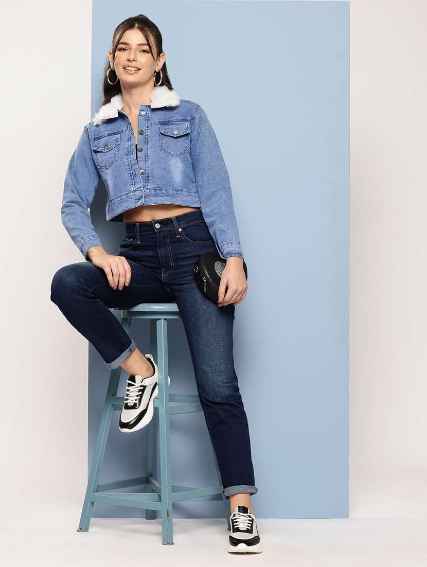 women solid long sleeve denim jacket - 22224935 -  Standard Image - 3