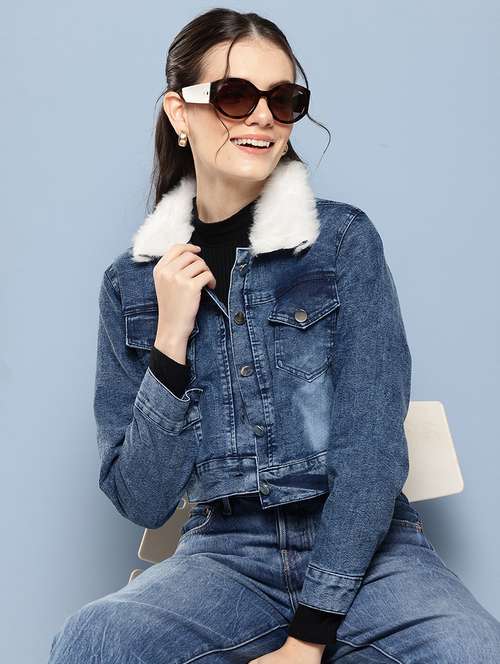 women solid long sleeve denim jacket - 22224936 -  Standard Image - 0