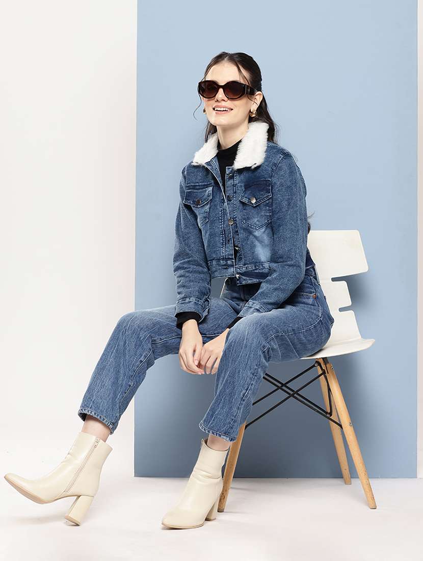 women solid long sleeve denim jacket - 22224936 -  Standard Image - 3