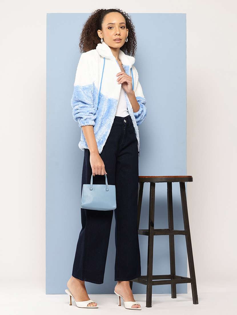 women color block long sleeve hooded jacket - 22224942 -  Standard Image - 3