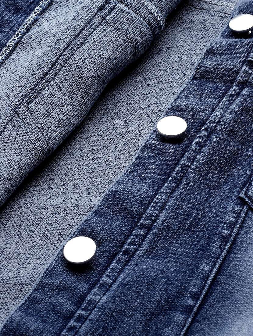 women solid with work long sleeve denim jacket - 22224945 -  Standard Image - 5