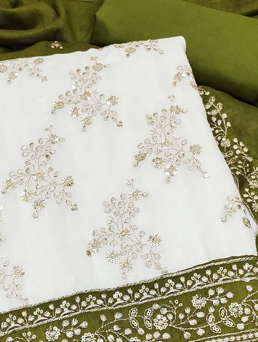 women solid with work embroidered unstitched suit set - 22224963 -  Standard Image - 3