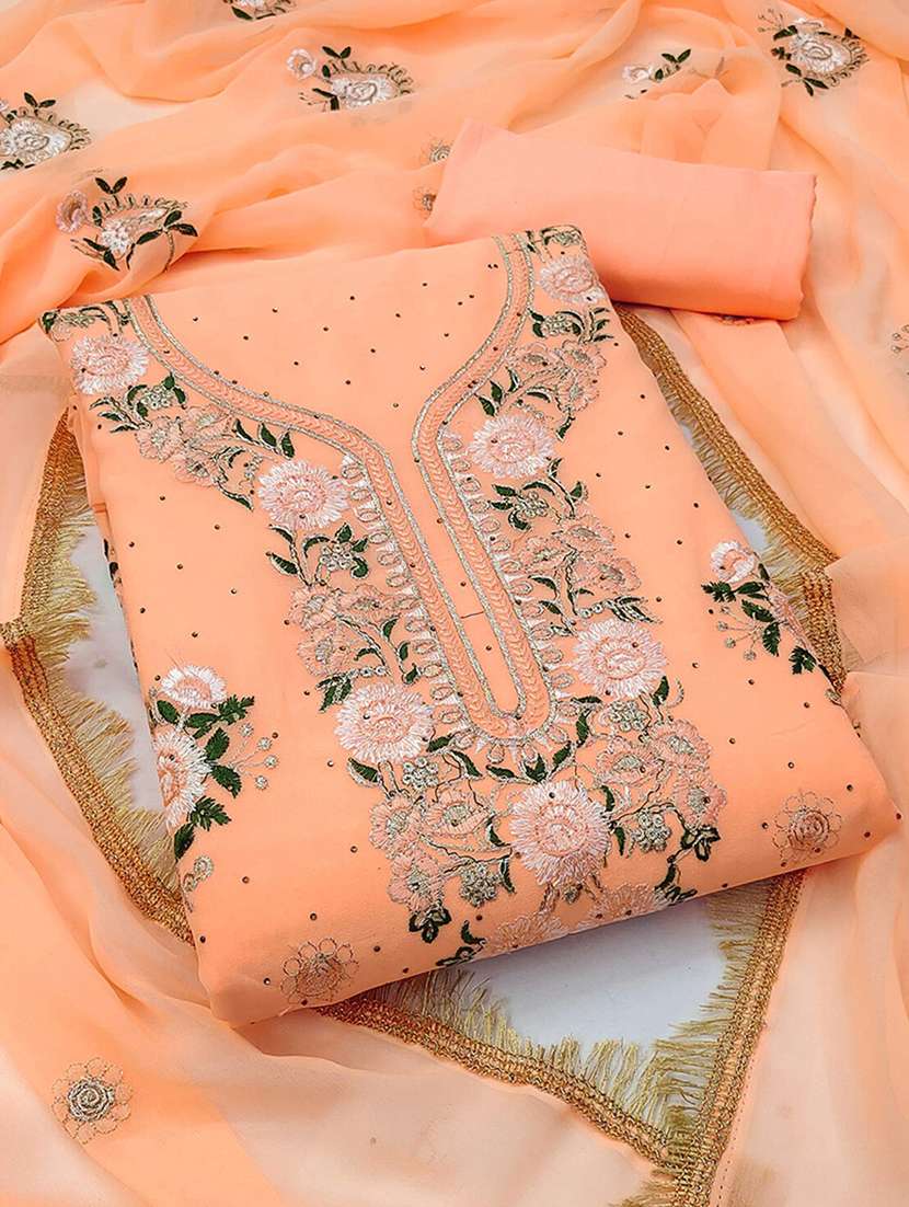 women solid with work embroidered unstitched suit set