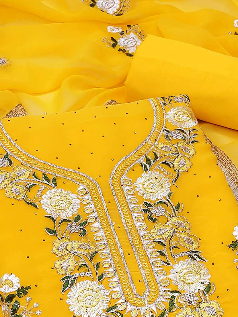 women solid with work embroidered unstitched suit set - 22225030 -  Standard Image - 3