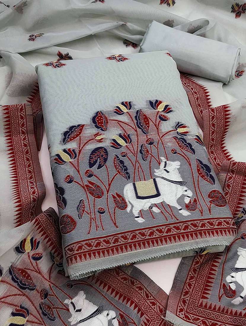 women self design unstitched suit set