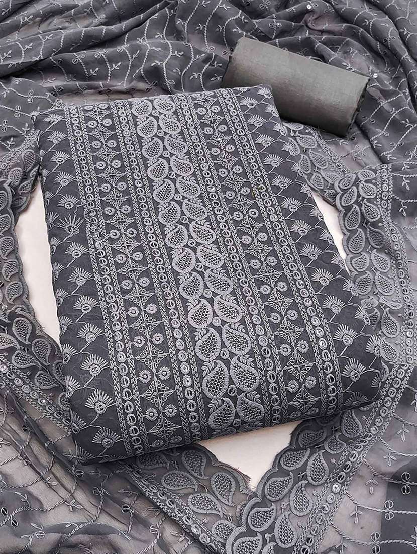 women solid with work embroidered unstitched suit set - 22225061 -  Zoom Image - 0