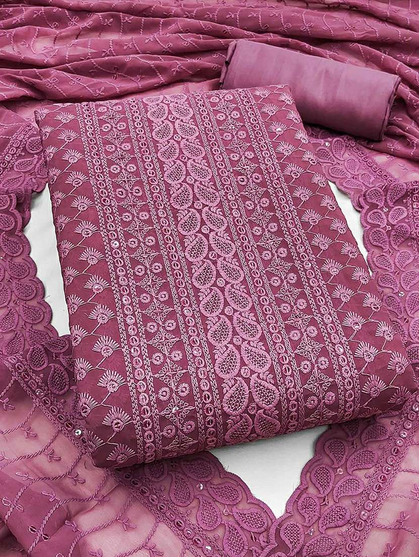 women solid with work embroidered unstitched suit set - 22225062 -  Zoom Image - 0