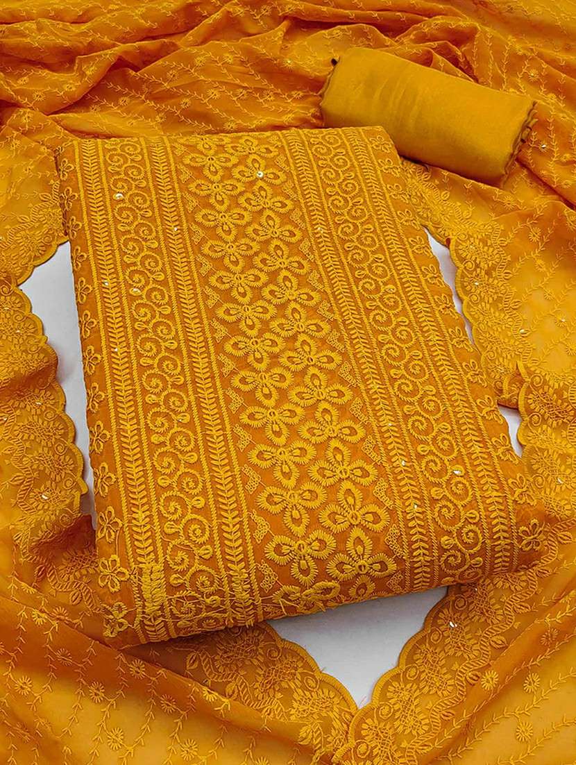 women solid with work embroidered unstitched suit set