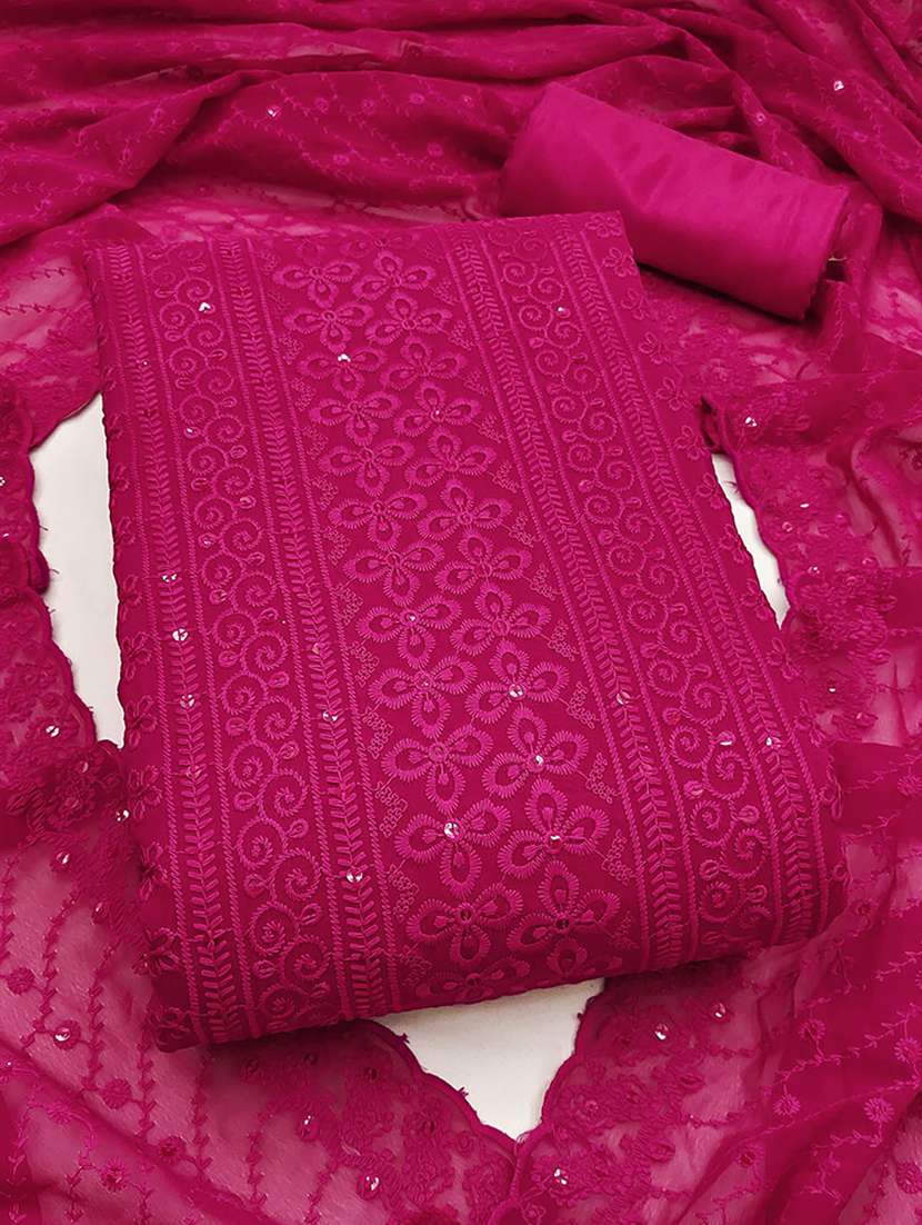 women solid with work embroidered unstitched suit set - 22225065 -  Zoom Image - 0