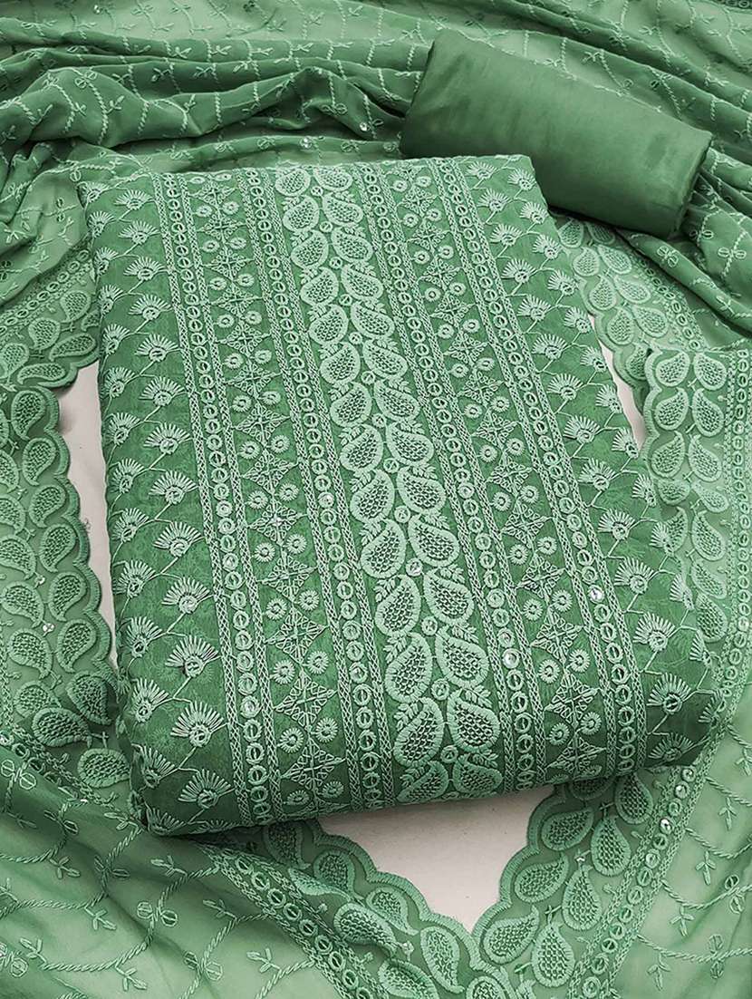 women solid with work embroidered unstitched suit set - 22225066 -  Zoom Image - 0