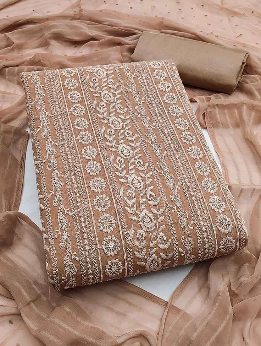 women solid with work embroidered unstitched suit set - 22225086 -  Zoom Image - 0