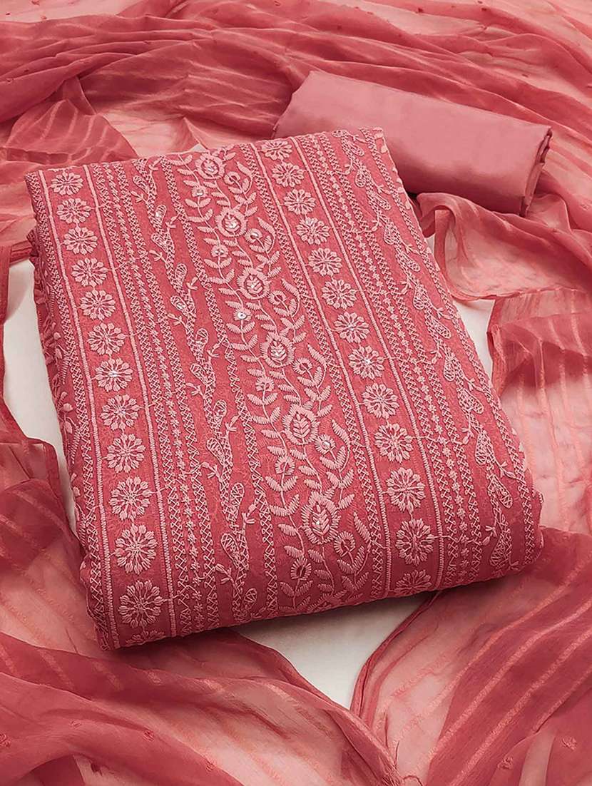 women solid with work embroidered unstitched suit set - 22225087 -  Zoom Image - 0