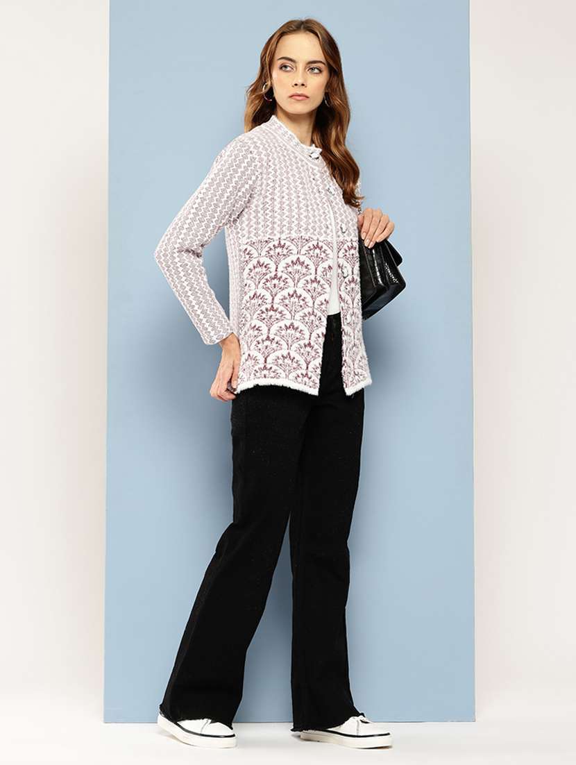 women self designed long sleeve cardigan - 22225096 -  Standard Image - 3