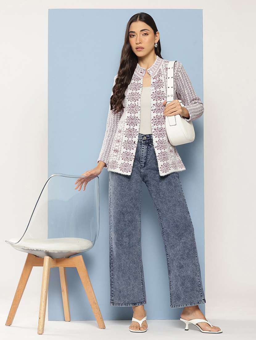 women self designed long sleeve cardigan - 22225097 -  Standard Image - 3