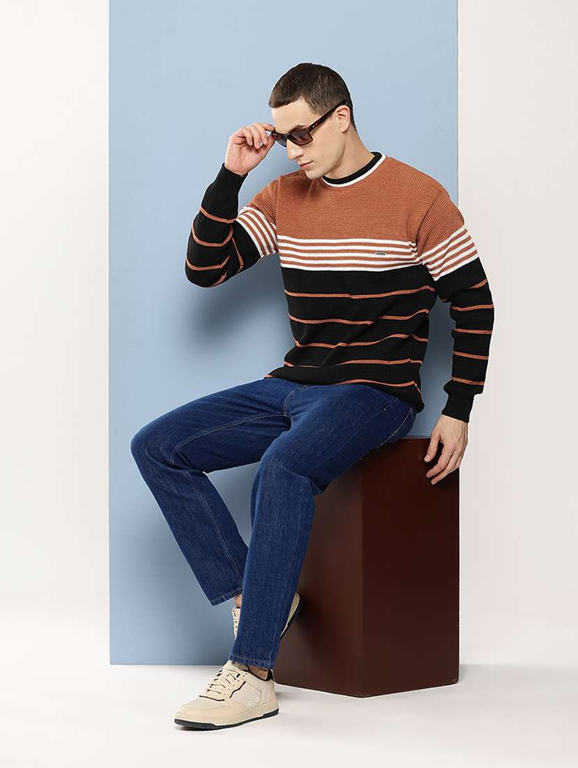 men striped long sleeve regular fit pullover  - 22225099 -  Standard Image - 3