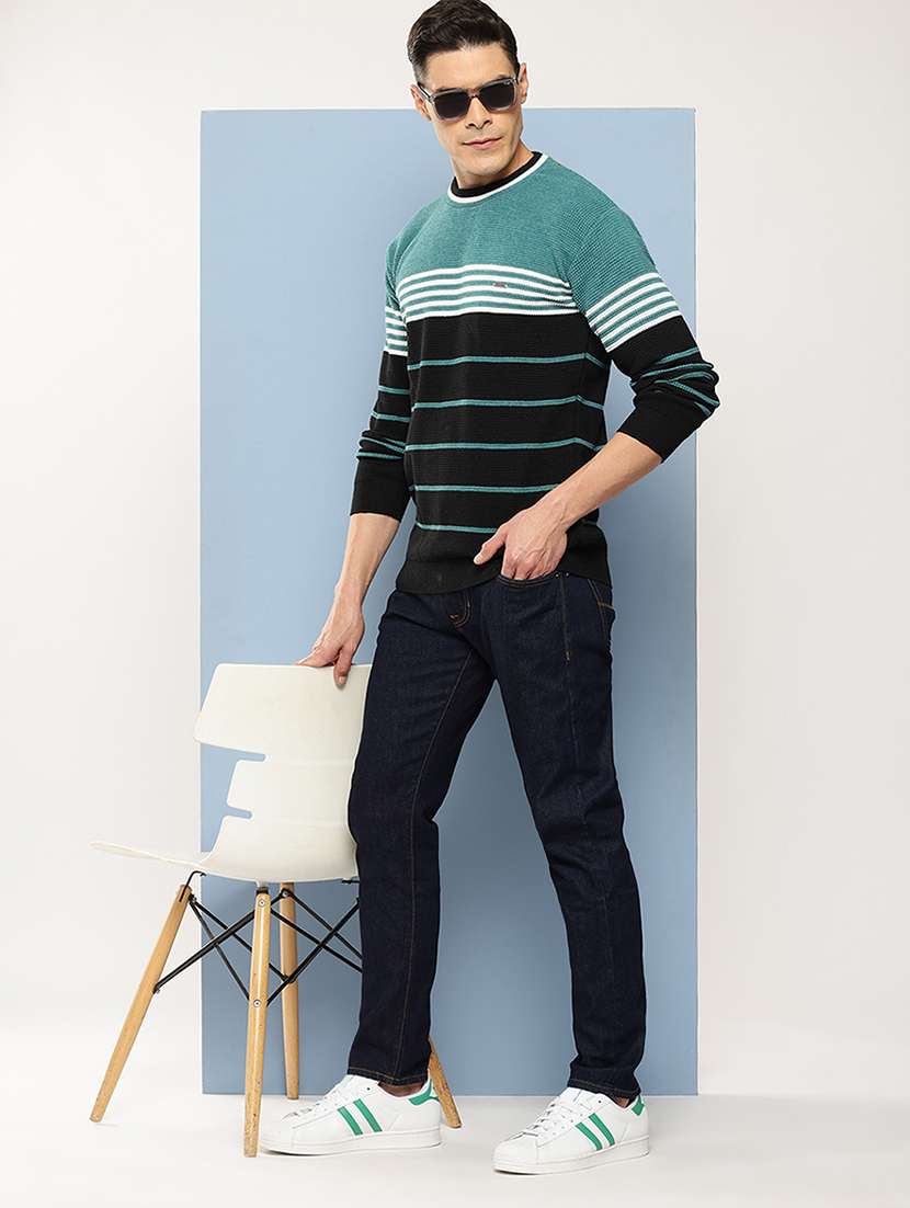 men striped long sleeve regular fit pullover  - 22225100 -  Standard Image - 3