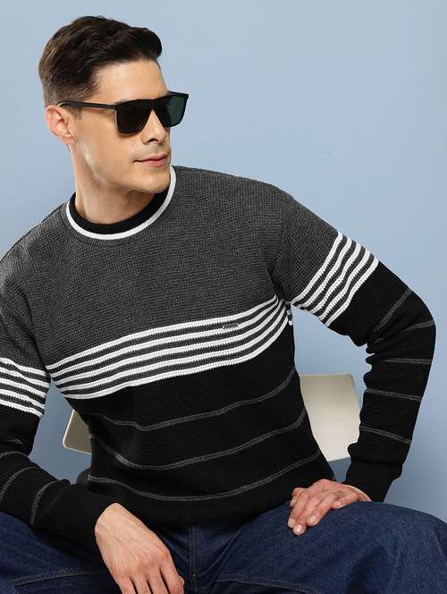 men striped long sleeve regular fit pullover  - 22225101 -  Standard Image - 0