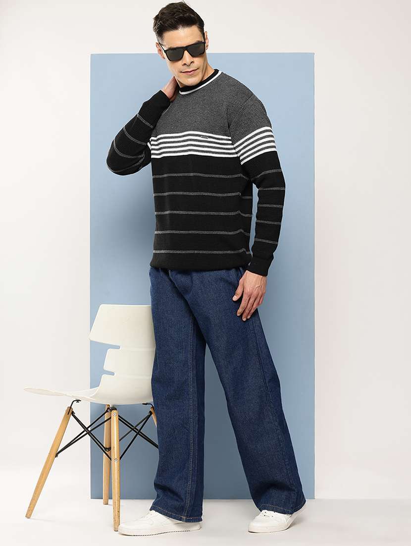men striped long sleeve regular fit pullover  - 22225101 -  Standard Image - 3