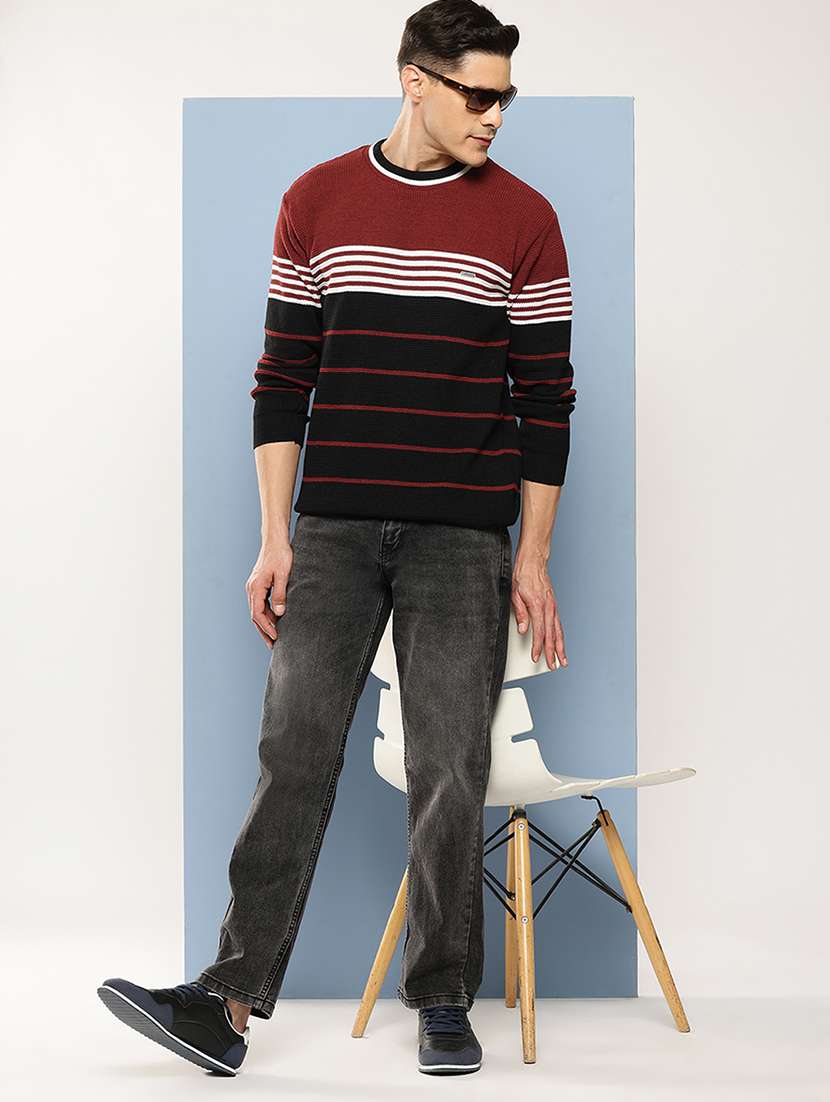 men striped long sleeve regular fit pullover  - 22225102 -  Standard Image - 3