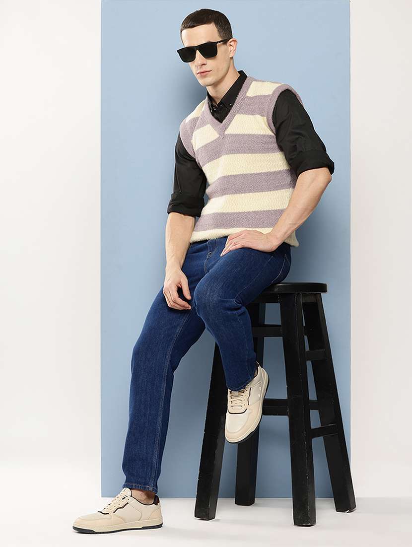 men striped sleeveless regular fit pullover  - 22225103 -  Standard Image - 3