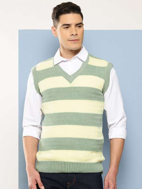 men striped sleeveless regular fit pullover  - 22225104 -  Standard Image - 0