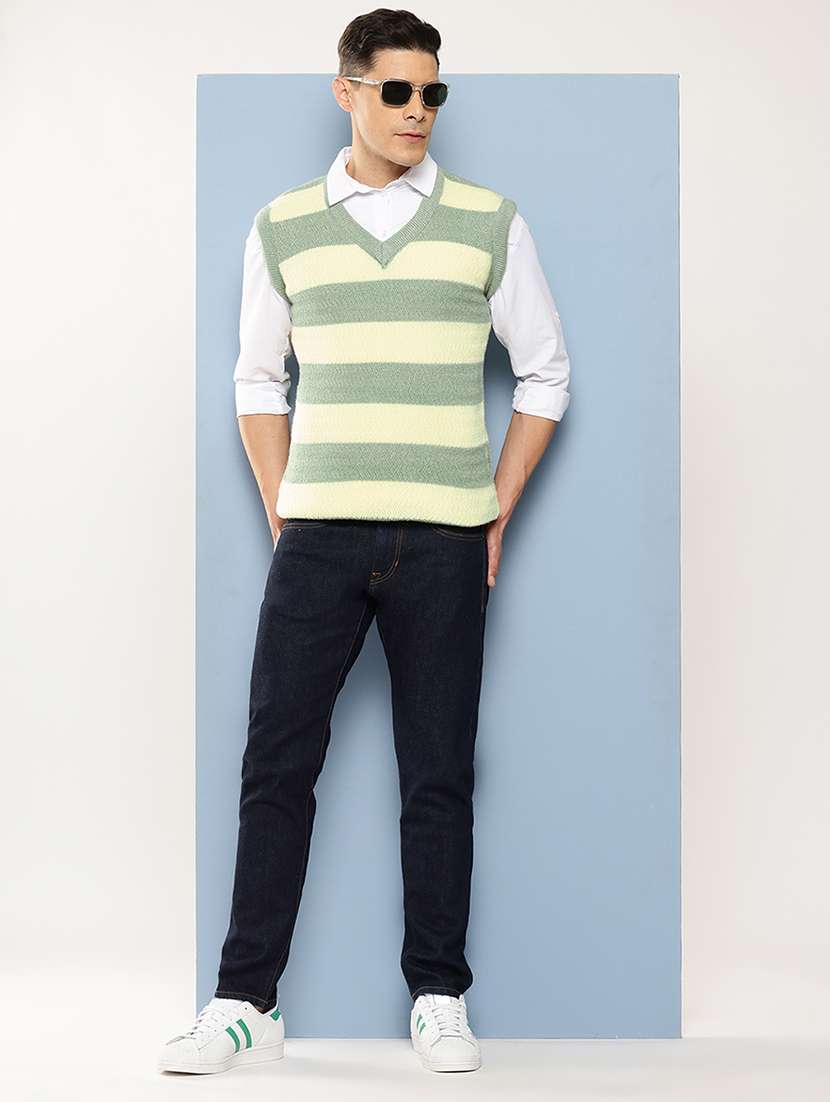 men striped sleeveless regular fit pullover  - 22225104 -  Standard Image - 3