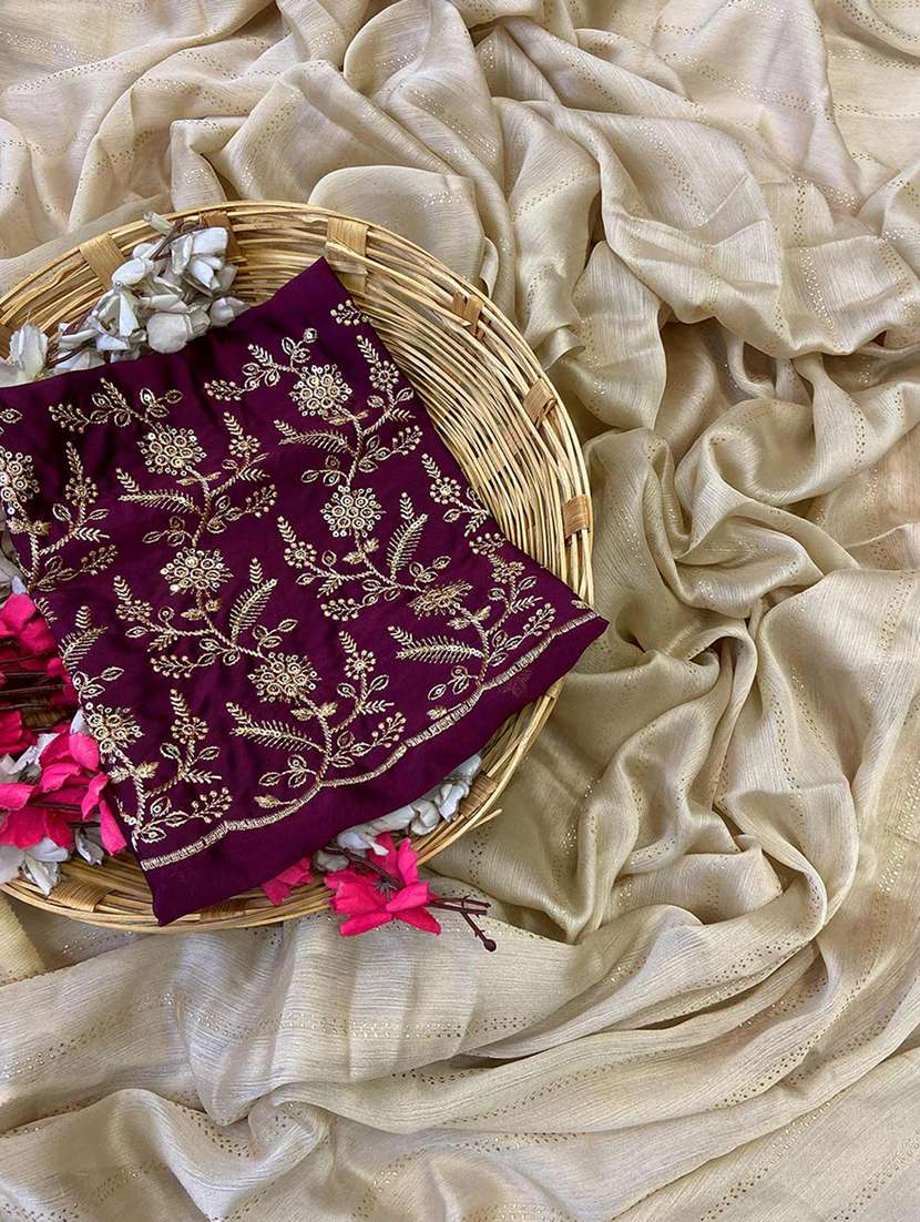 women foil printed embellished saree with blouse - 22225113 -  Standard Image - 3