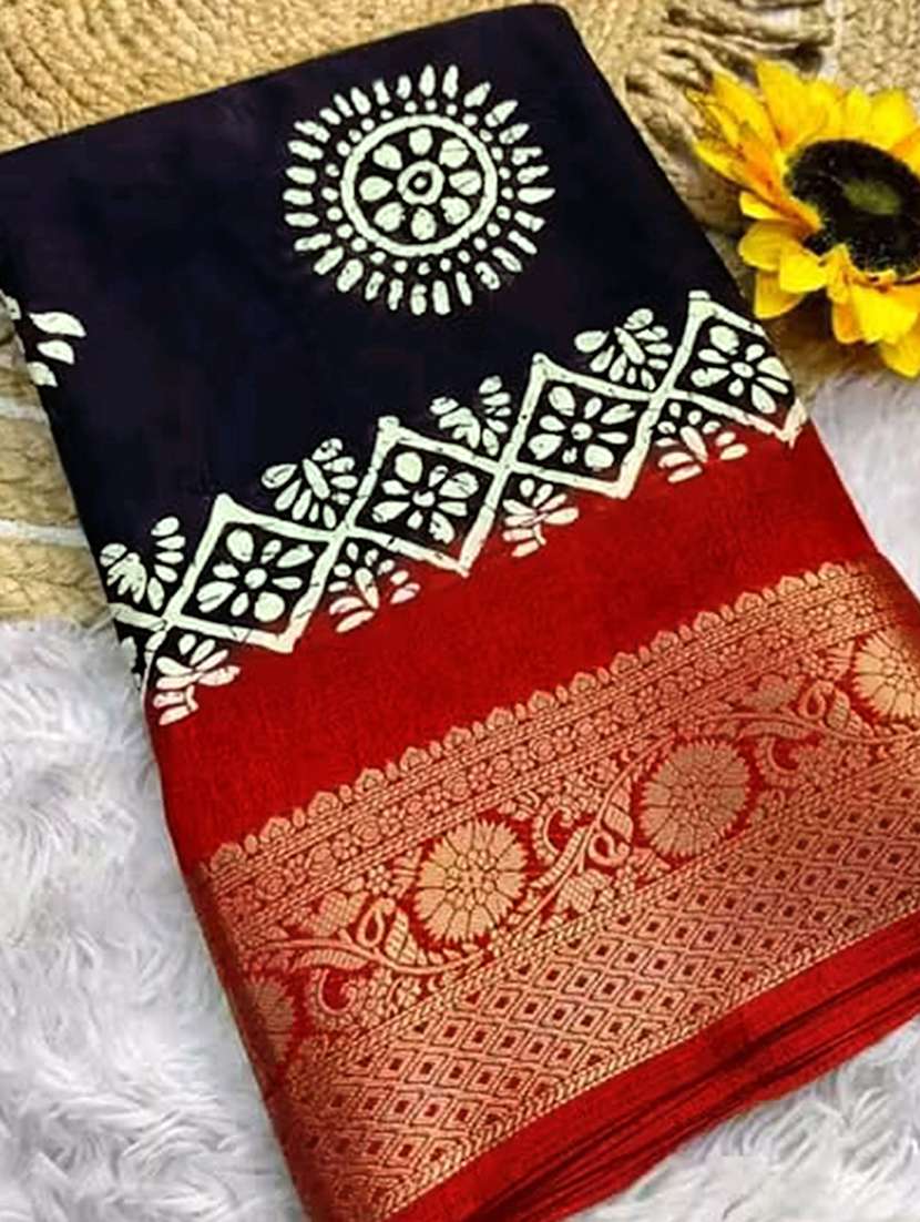 women printed casual wear saree with blouse - 22225118 -  Standard Image - 3