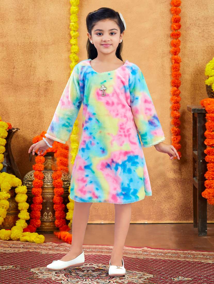 tie & dye multi fit & flare dress