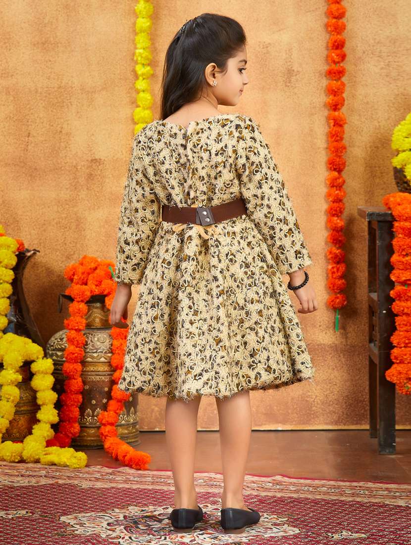girls self designed long sleeve fit & flare dress - 22225142 -  Standard Image - 3