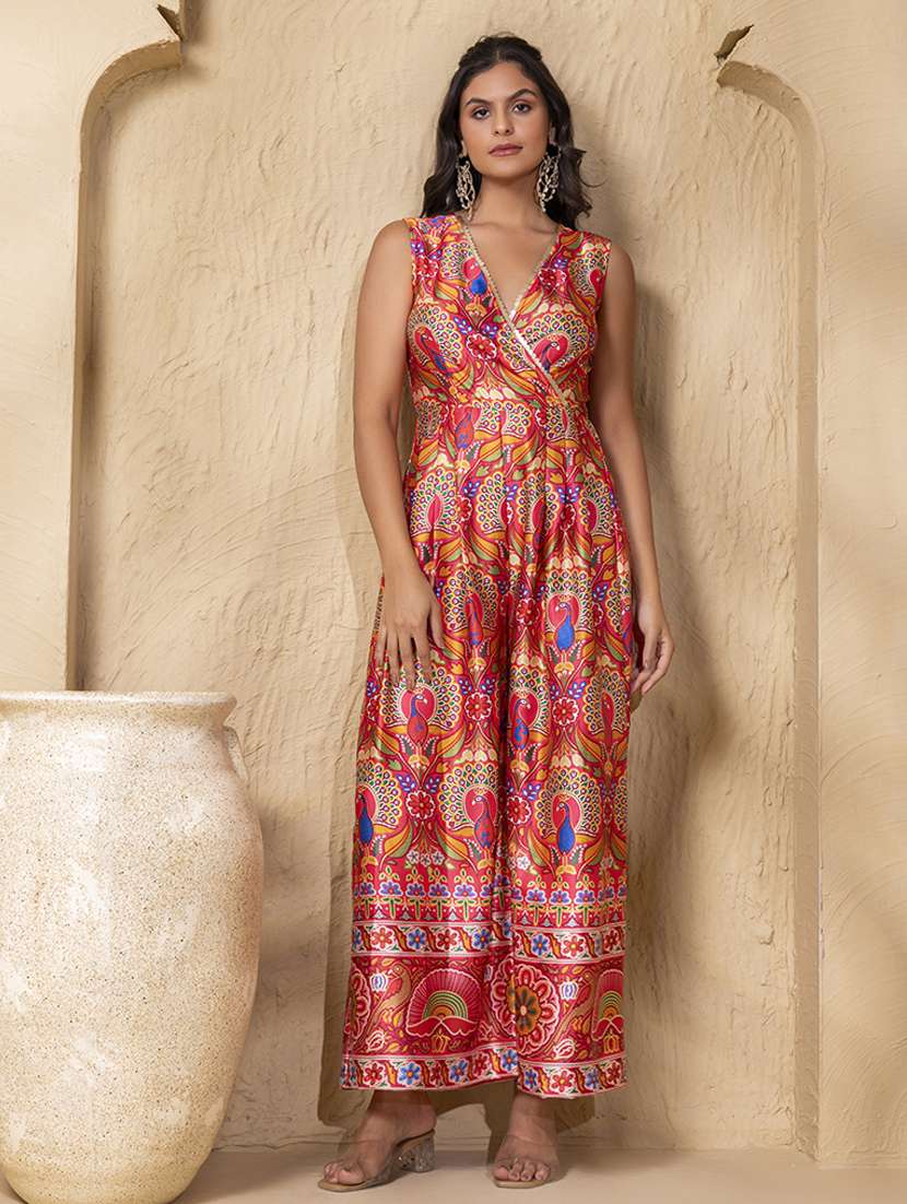women printed sleeveless ethnic jumpsuit - 22225151 -  Zoom Image - 0