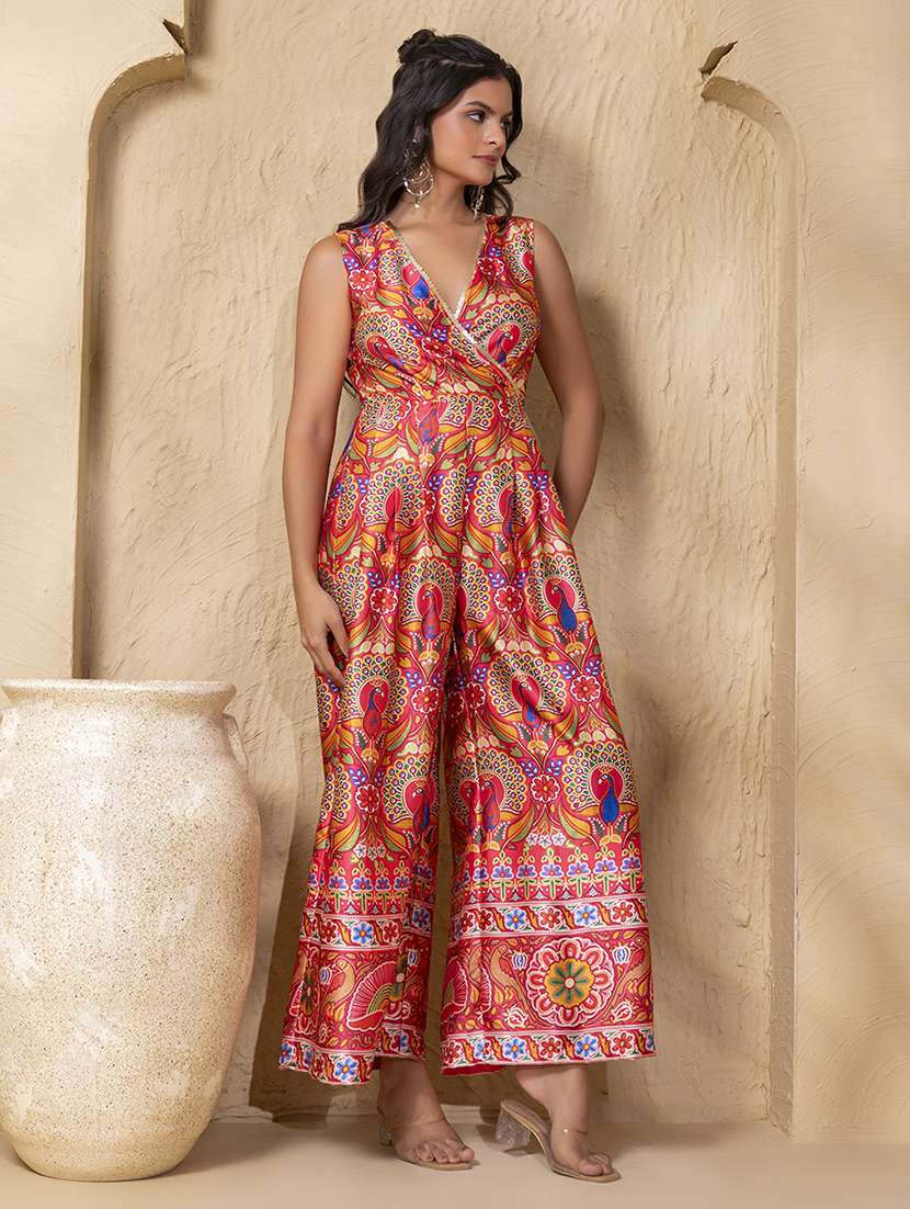 women printed sleeveless ethnic jumpsuit - 22225151 -  Standard Image - 3