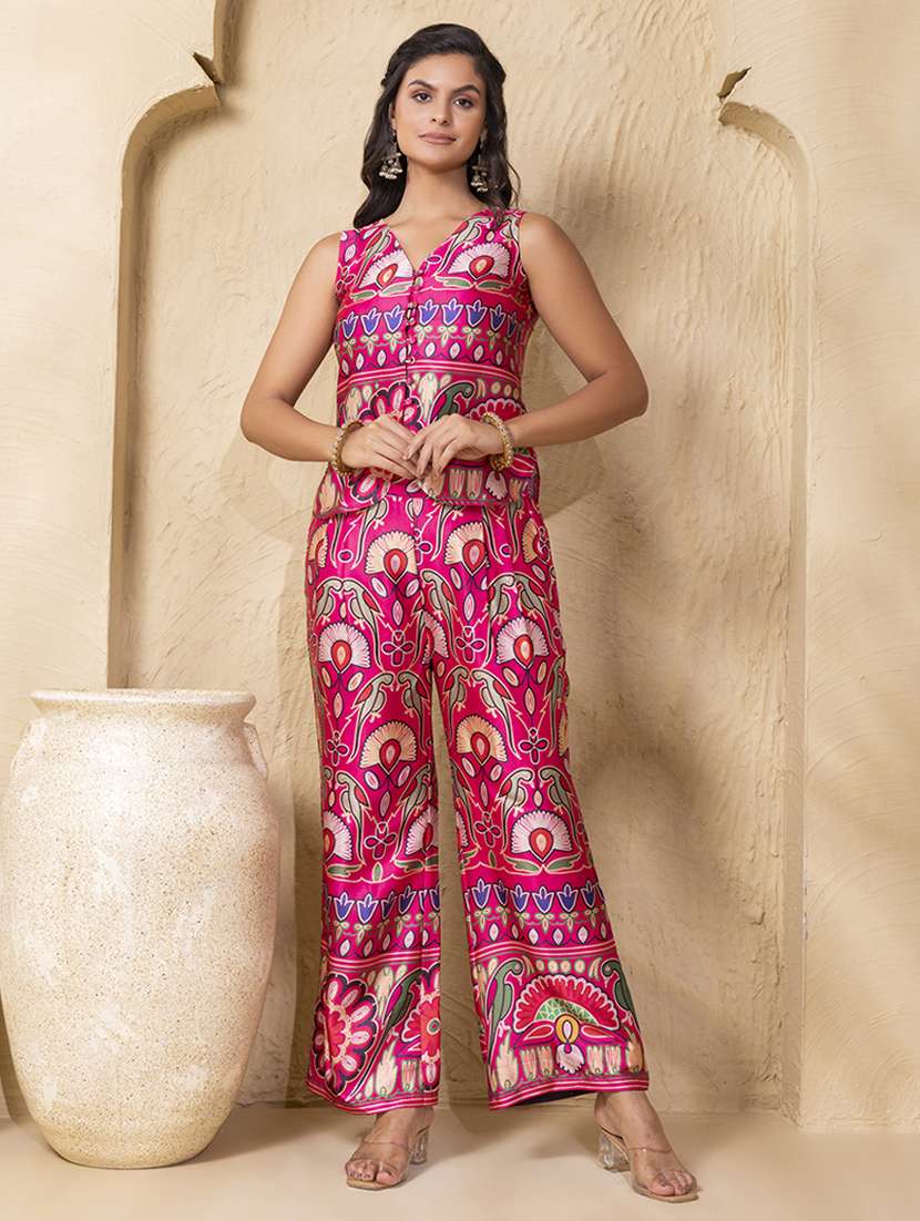 women printed sleeveless ethnic co-ord set - 22225159 -  Zoom Image - 0