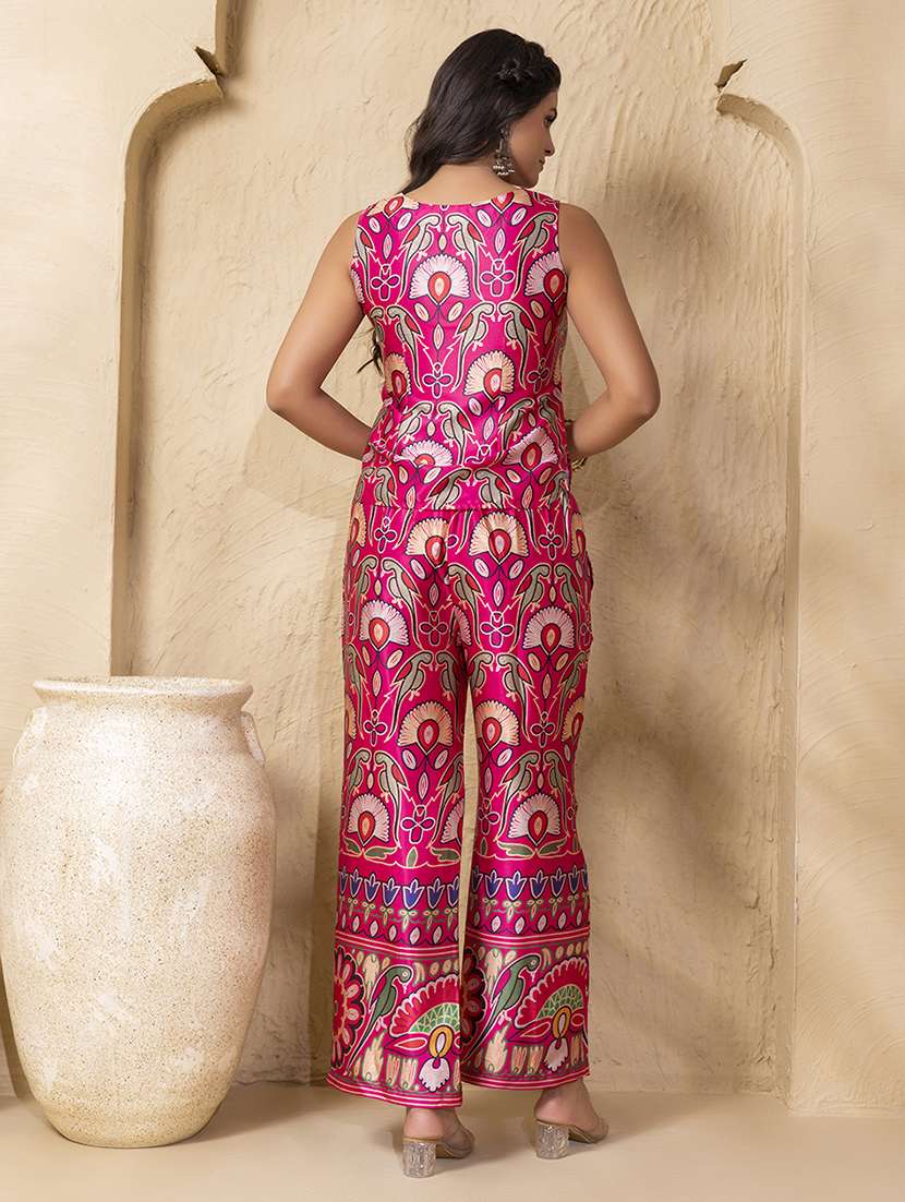 women printed sleeveless ethnic co-ord set - 22225159 -  Standard Image - 3