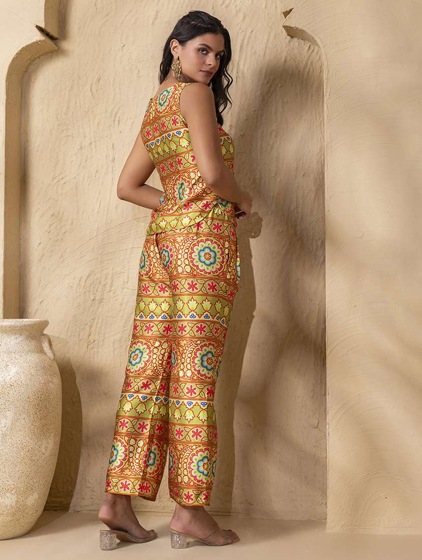 women printed sleveeless ethnic co-ord set - 22225160 -  Standard Image - 3