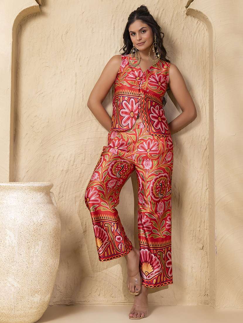 women printed sleeveless ethnic co-ord set - 22225161 -  Zoom Image - 0